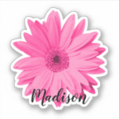 Roze Daisy Flower Name Sticker (Voorkant)
