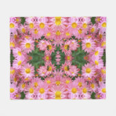 Roze Daisy Flowers and Bumble Bee Pattern Fleece Deken (Voorkant (Horizontaal))