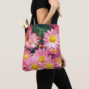 Roze Daisy Flowers en Bumble Bee Draagtas