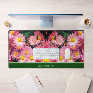 Roze Daisy Flowers en Bumble BeeBay, op maat gesne Bureaumat