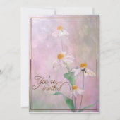 Roze Daisy Flowers/Gold Trim Kaart (Voorkant)