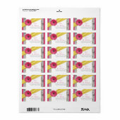 Roze Daisy Geel Damask Bruiloft Adresetiketten Etiket (Full Sheet)