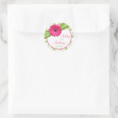 Roze Daisy Groen Wit Bloemen Bruiloft Stickers (Tas)