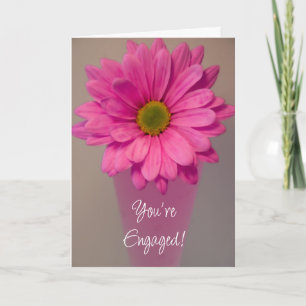Roze Daisy in Vase Verloving Kaart