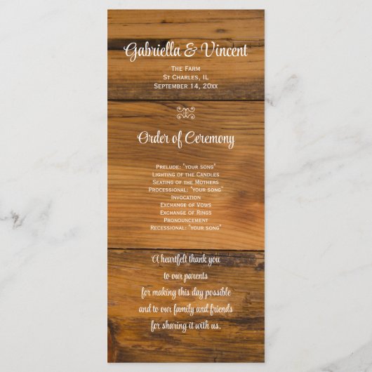 Roze Daisy, Kant en Hoefijzer Westerne bruiloft Programma (Achterkant)