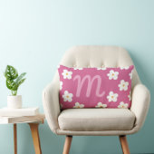 Roze Daisy Monogram, Bubblegum Roze Meisje Decor Kussen (Stoel)