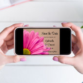 Roze Daisy op Tan Wedding Save the Date