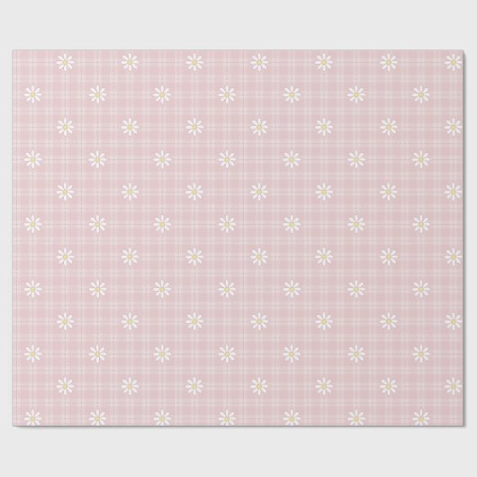 Roze Daisy Pattern Cadeaupapier (Vlak)