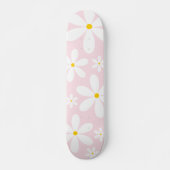 Roze Daisy Pattern Skateboard (Voorkant)