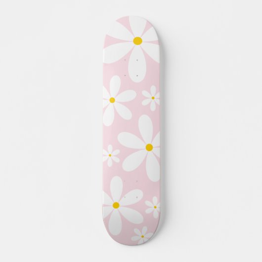 Roze Daisy Pattern Skateboard (Voorkant)