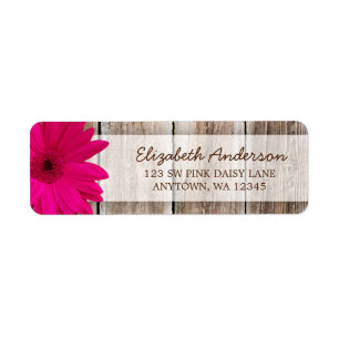 Roze Daisy Rustieke Schuur Houten Adresetiketten Etiket