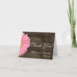 Roze Daisy Rustieke Trouw Trouwkaartjes Bedankkaart