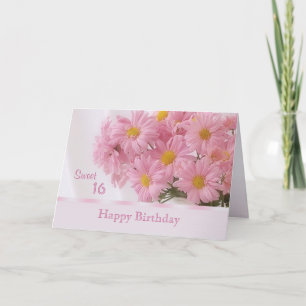 Roze daisy Sweet 16 Verjaardagskaart Kaart