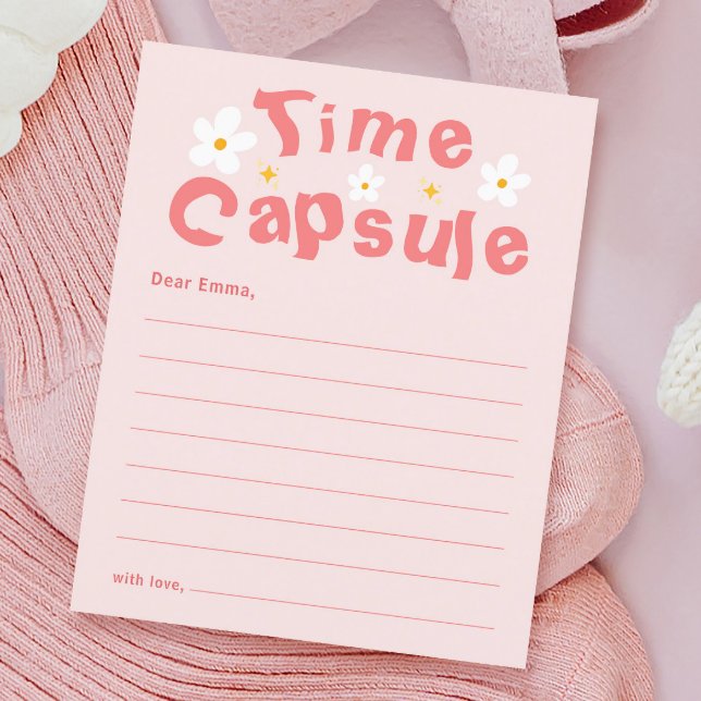 Roze Daisy Verjaardag Party Time Capsule Game Kaar (Creator heeft geüpload)