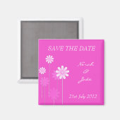 Roze Daisy Wedding sparen de Datum Magnet Magneet (Voorkant / Achterkant)