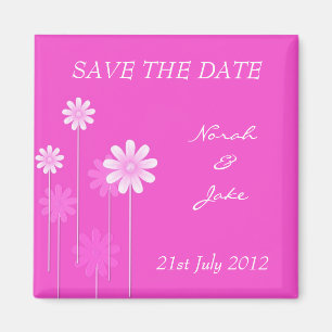 Roze Daisy Wedding sparen de Datum Magnet Magneet