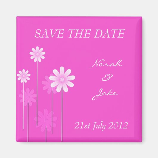 Roze Daisy Wedding sparen de Datum Magnet Magneet (Voorkant)