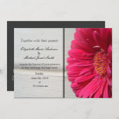 Roze Daisy Wedding Uitnodiging (Voorkant / Achterkant)