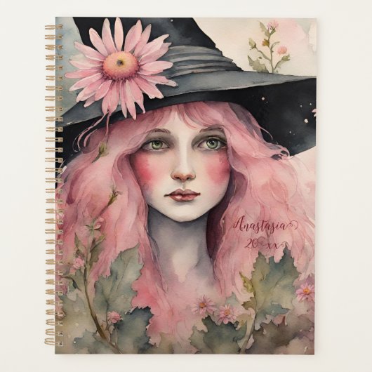 Roze Daisy Witch Planner (Voorkant)