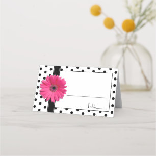 Roze Daisy Zwart Wit Polka Dots Bruiloft