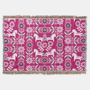 Roze Dala Zweeds Paard Print Deken
