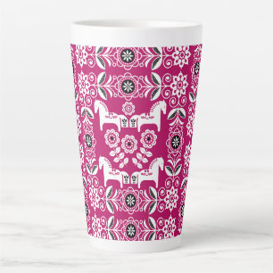 Roze Dala Zweeds Paard Print Latte Mok