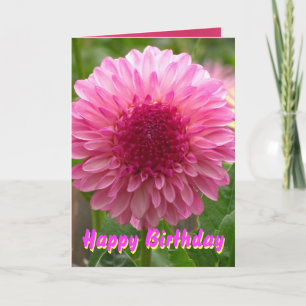 Roze Dalia Happy Birthday Flower Kaart