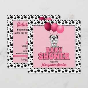 Roze Dalmatian Dog Theme voor meisjes Baby shower Kaart