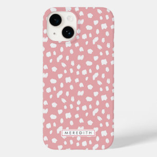 Roze Dalmatian Print Name Hoesje-Mate iPhone Case