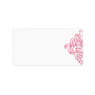 Roze Damask-adreslabel Etiket