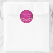 Roze Damask Baby shower Envelop Sticker/afdichting Ronde Sticker (Tas)