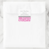 Roze Damask Baby shower Favor Stickers (Tas)