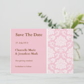 Roze Damask bewaart de Kaart Datum (Staand voorkant)