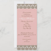 roze damask bridal douche - uitnodiging (Voorkant)