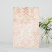 Roze Damask Briefpapier (Staand voorkant)