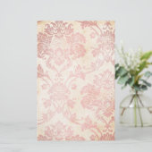  Roze Damask Briefpapier (Staand voorkant)