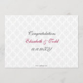 Roze Damask bruiloft menu (Achterkant)