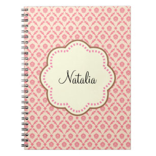 Roze Damask Crème Bloem Notitieboek