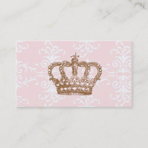 Roze Damask Crown Visitekaartje
