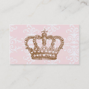 Roze Damask Crown Visitekaartje