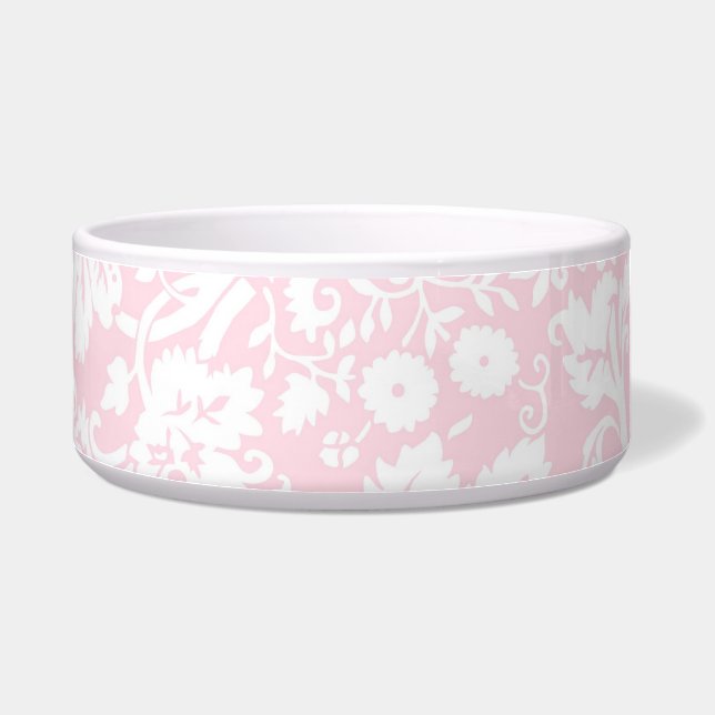 Roze Damask Custom Dog Bowl Voerbakje (Links)