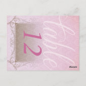  roze Damask Dream Wedding Table Number Briefkaart (Achterkant)
