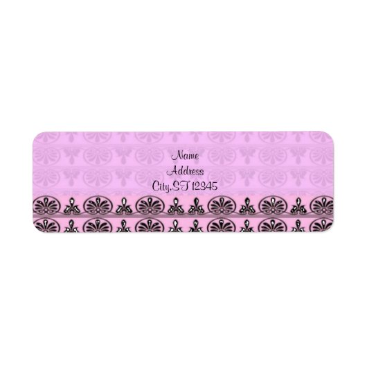 Roze Damask Etiket (Voorkant)