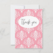 Roze Damask Flat Hartelijk dank Bedankkaart (Voorkant)