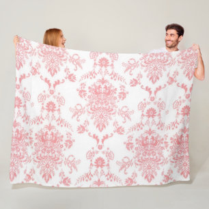 Roze Damask Fleece Deken