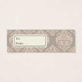 Roze Damask Gift Labels, profielkaarten Mini Visitekaartjes (Achterkant)