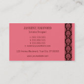 Roze Damask Interior Design Visitekaartje (Achterkant)