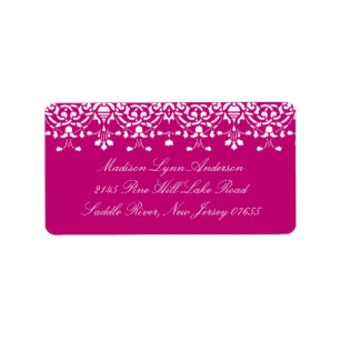 Roze Damask Lace retour adreslabel Etiket