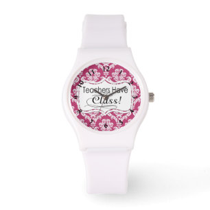 Roze Damask, leraren hebben klasse Horloge