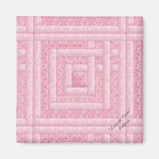 Roze Damask Log Cabin Quilt Magnet Magneet (Voorkant)